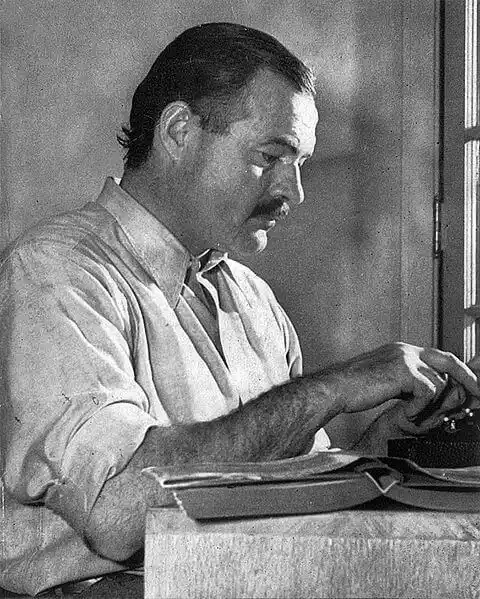 Black and white Photo of Author Ernest Hemingway (1899 - 1961)