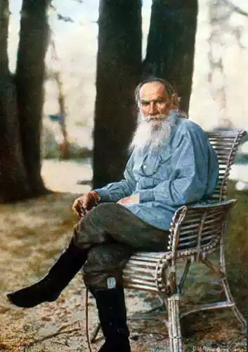 Black and white Photo of Author Leo Tolstoy (1828 - 1910)